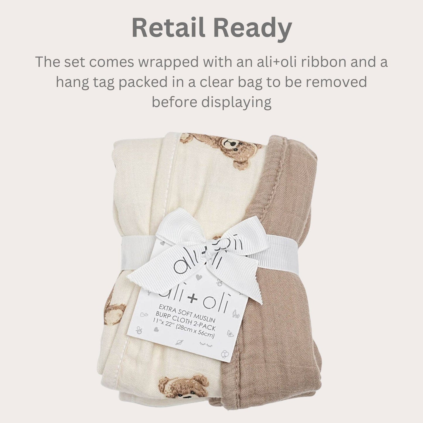 Bamboo Muslin Burp Cloth Set 2-Pack (Teddy/Taupe)