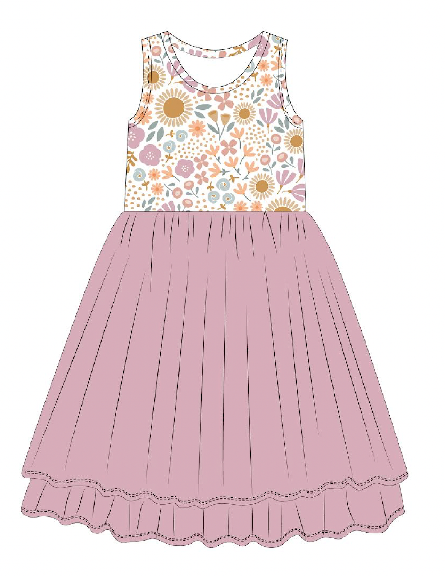 Kids Bamboo + Tulle Tutu Dress - Spring Floral Daisy