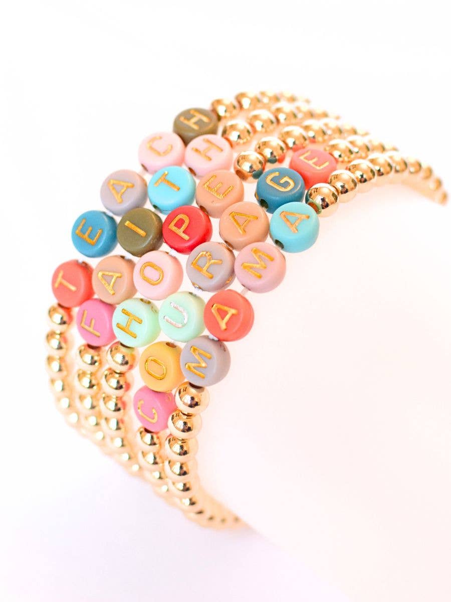 HOPE Beaded Stretch Bracelet – Gold Faith Bead jewelry