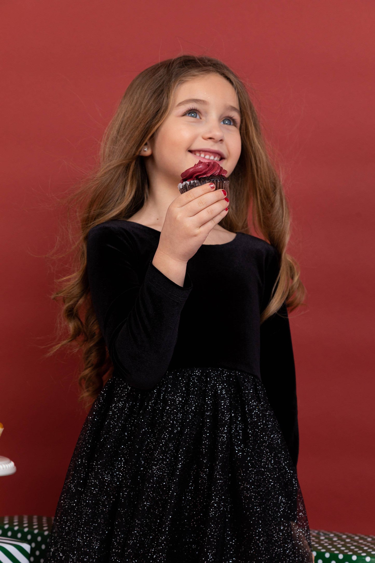 Kids Christmas Dress - Girls Black Velvet Holiday Dress