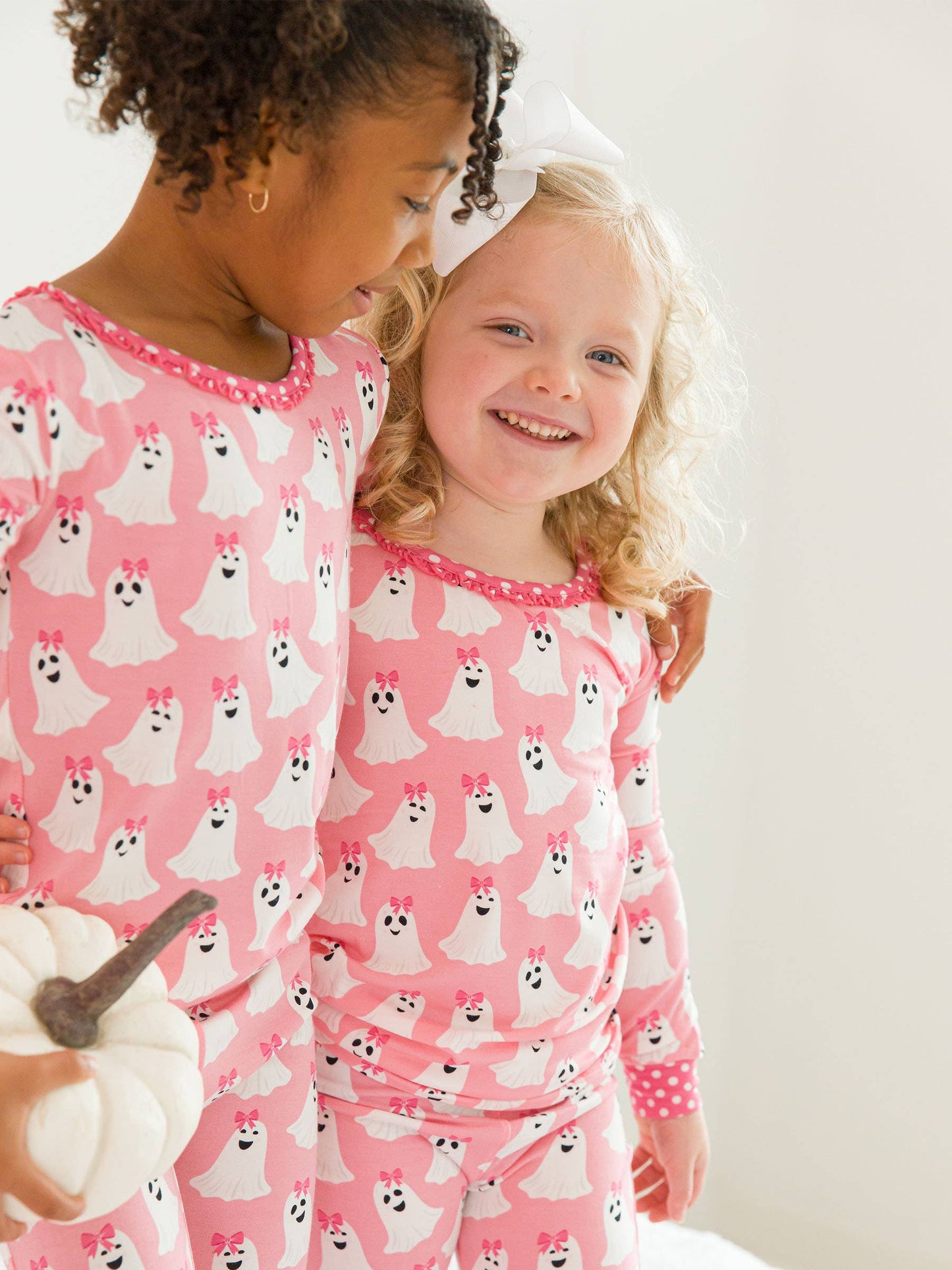 Toddler Girls Ghostie Girls Bamboo Viscose Ruffle Long Sleeve Pajama Set with Signature Rear Ruffles