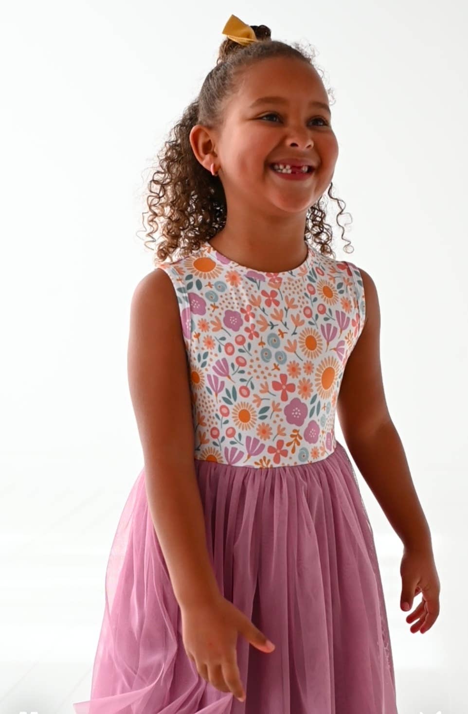 Kids Bamboo + Tulle Tutu Dress - Spring Floral Daisy