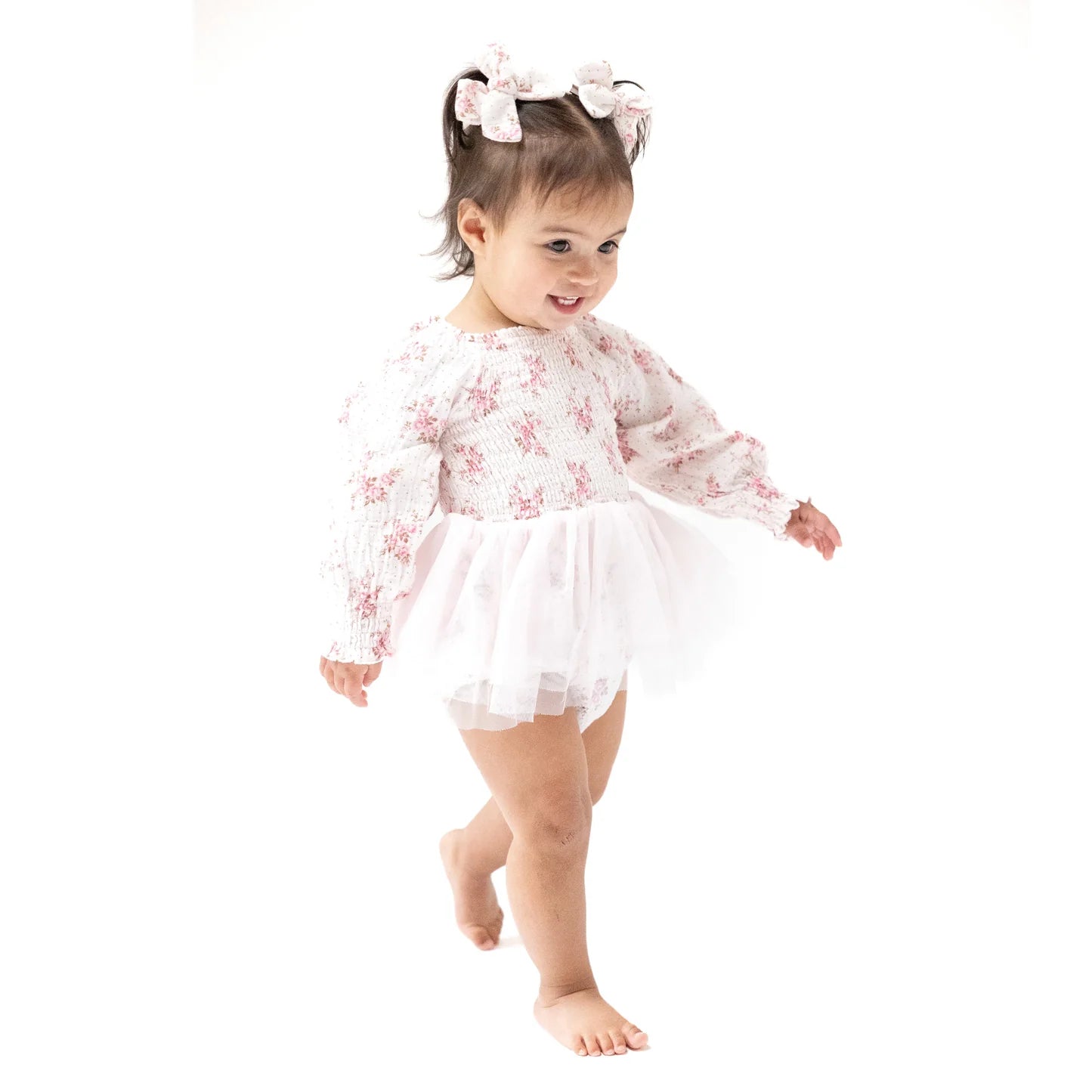 Long Sleeve Smocked Bubble with Tutu