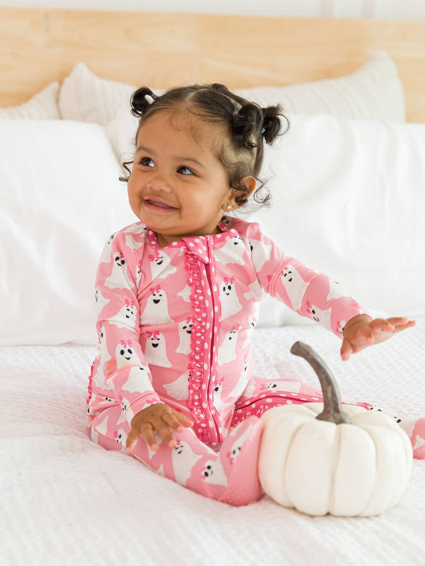 Baby Girls Ghostie Girls Bamboo Viscose Footed Ruffle One Piece Pajama