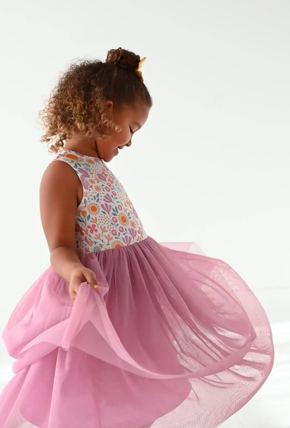 Kids Bamboo + Tulle Tutu Dress - Spring Floral Daisy