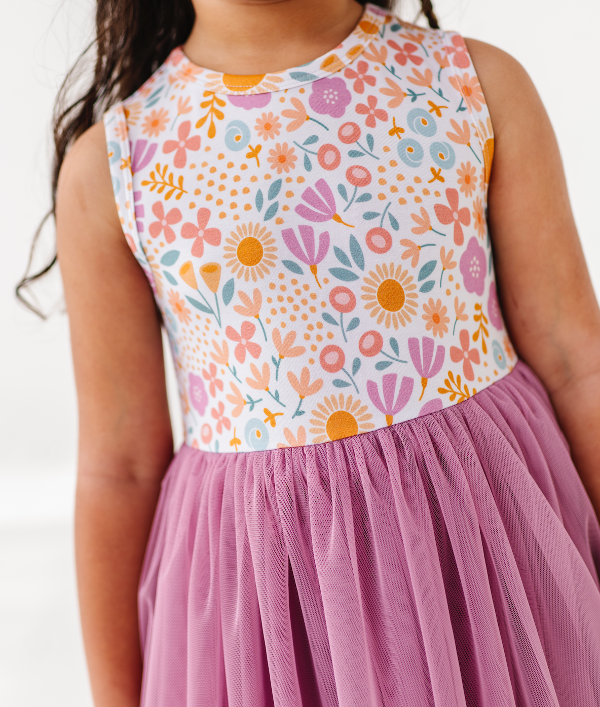 Kids Bamboo + Tulle Tutu Dress - Spring Floral Daisy