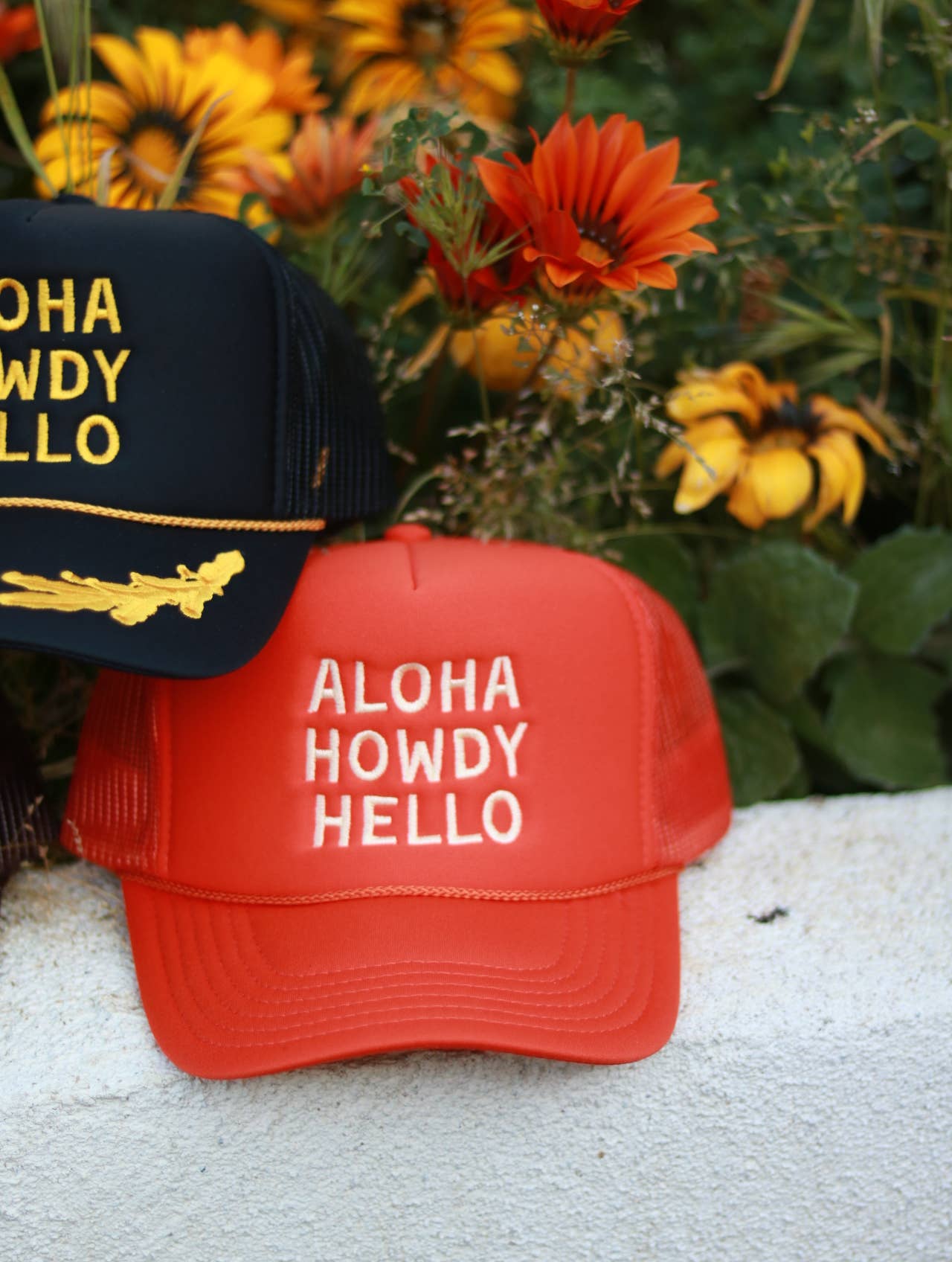 Aloha Howdy Hello Trucker hats