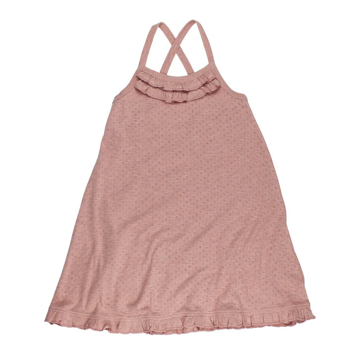 Organic Pointelle Twirl Dress in Taffy