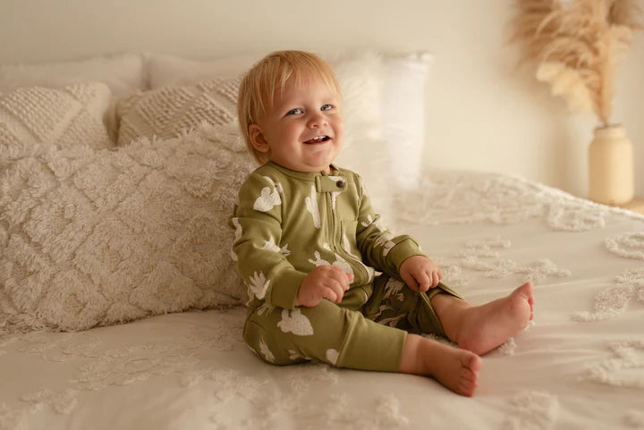 Organic Footless 2-Way Zipper Romper in Sage Cactus