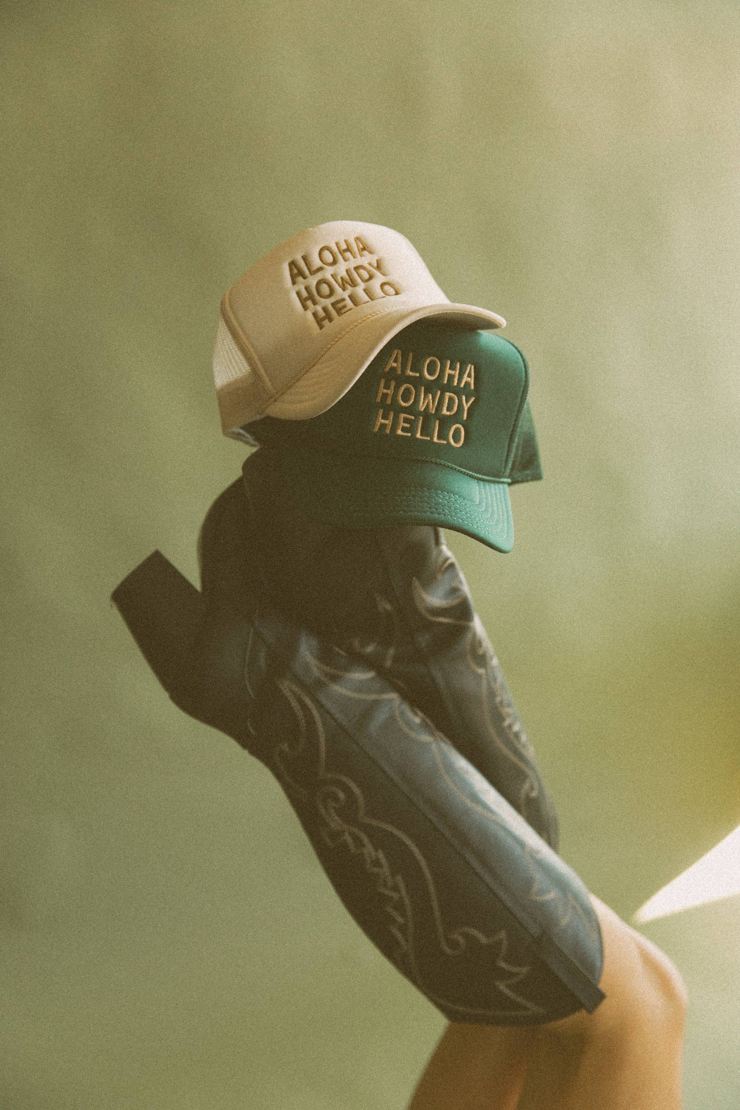 Aloha Howdy Hello Trucker hats