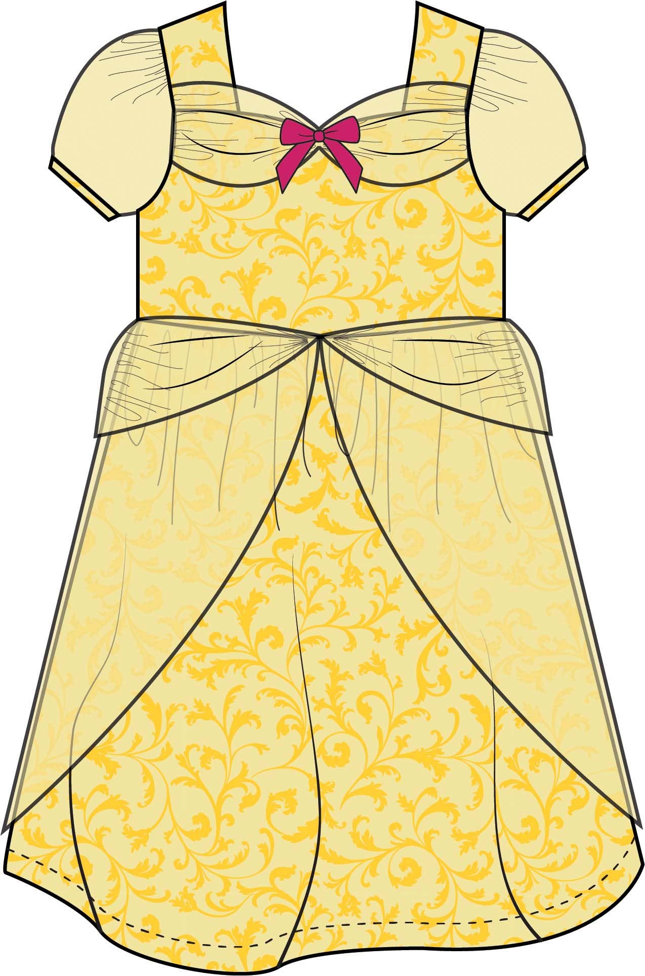 Girls Golden Princess Puff Sleeve Dress-Up Nightgown