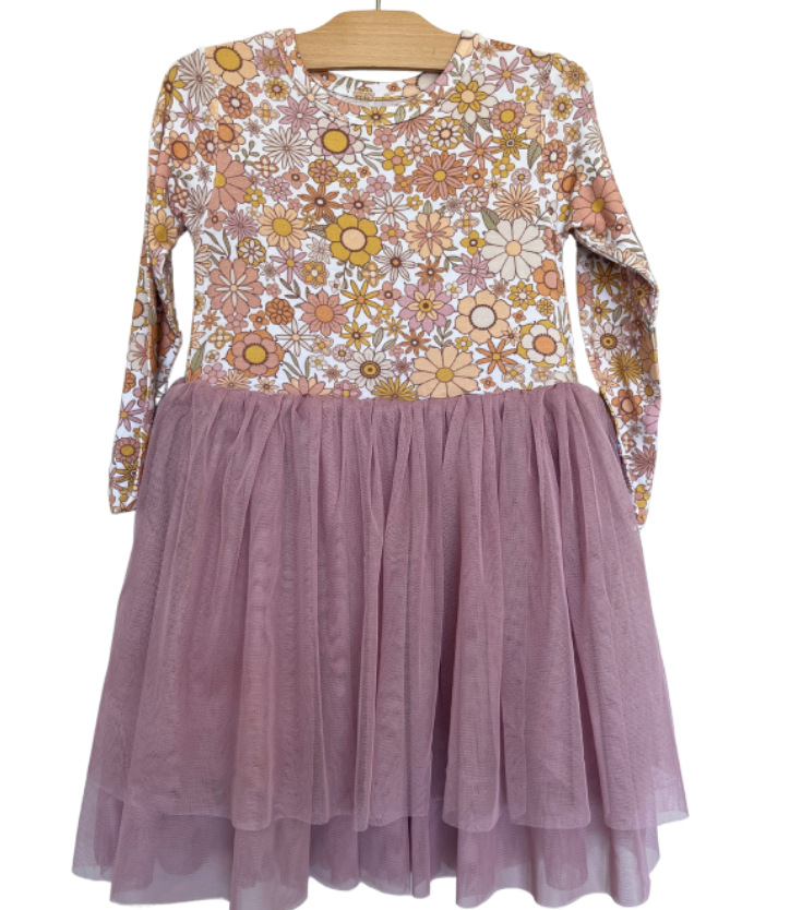Kids Bamboo + Tulle Dress - Ivy Fall Floral Girls Dress