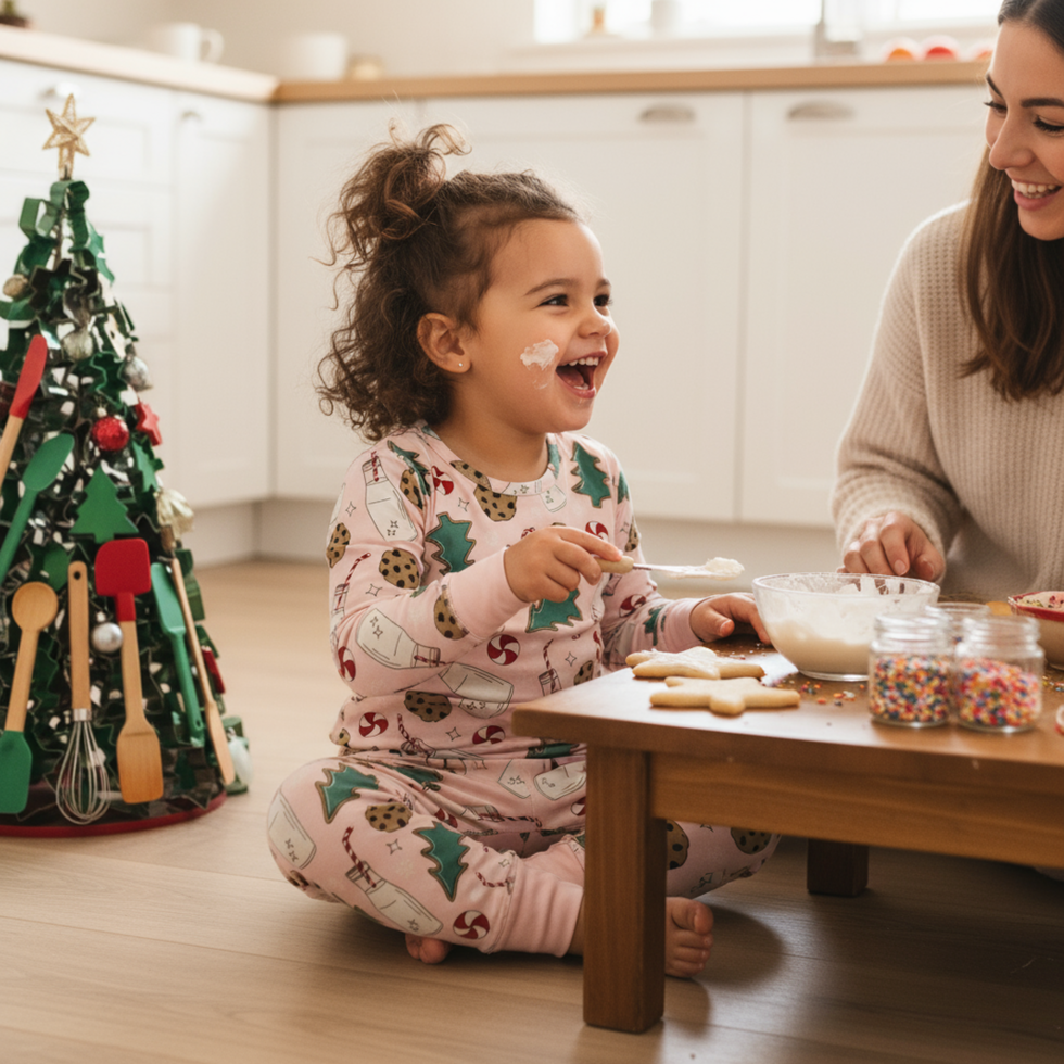 Milk + Cookies Big Kid Pajamas - Pink