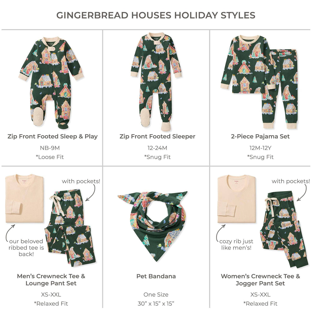 Gingerbread Houses Family Matching Pet Bandana