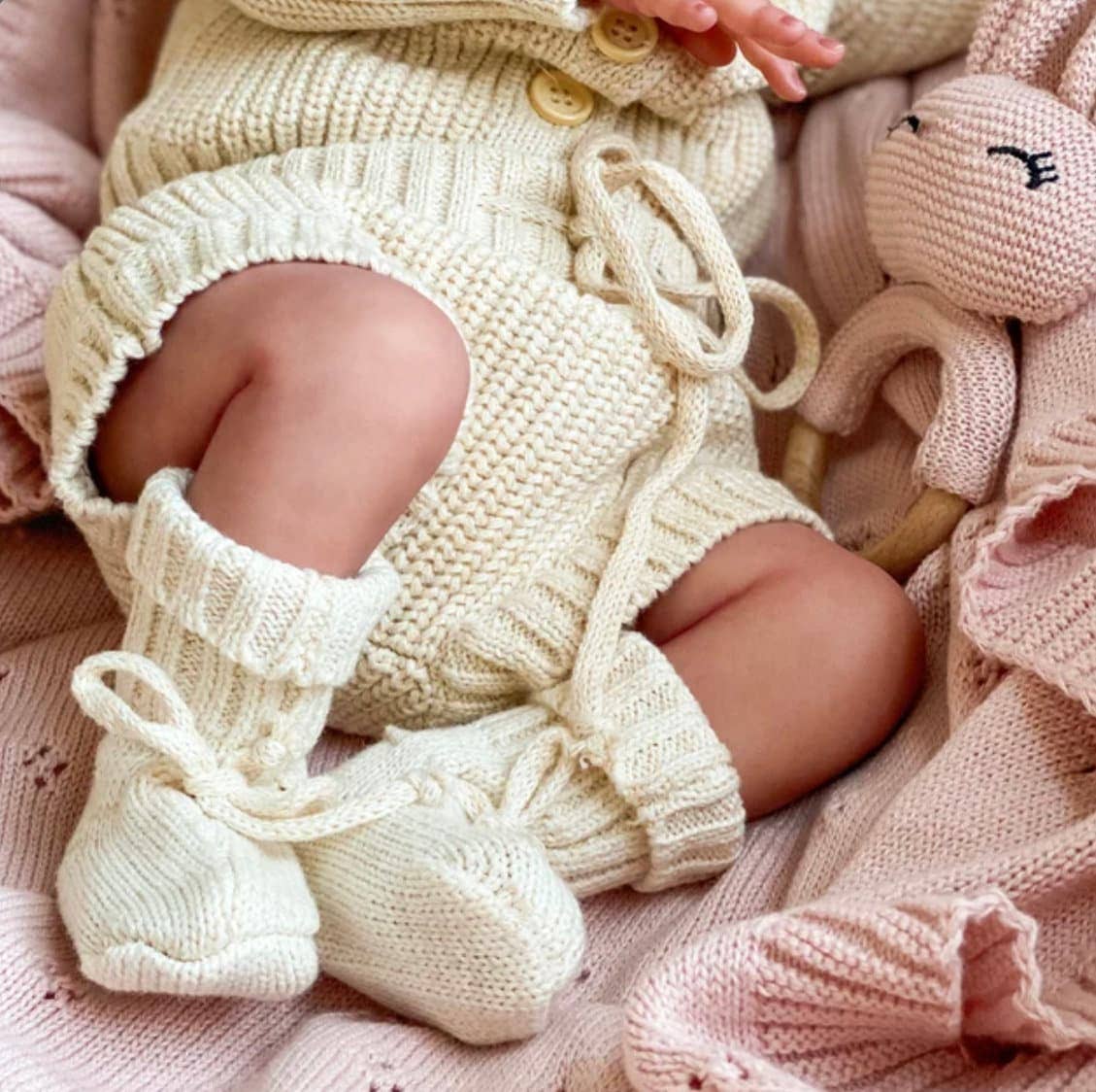 Knitted Booties Socks - Oatmeal