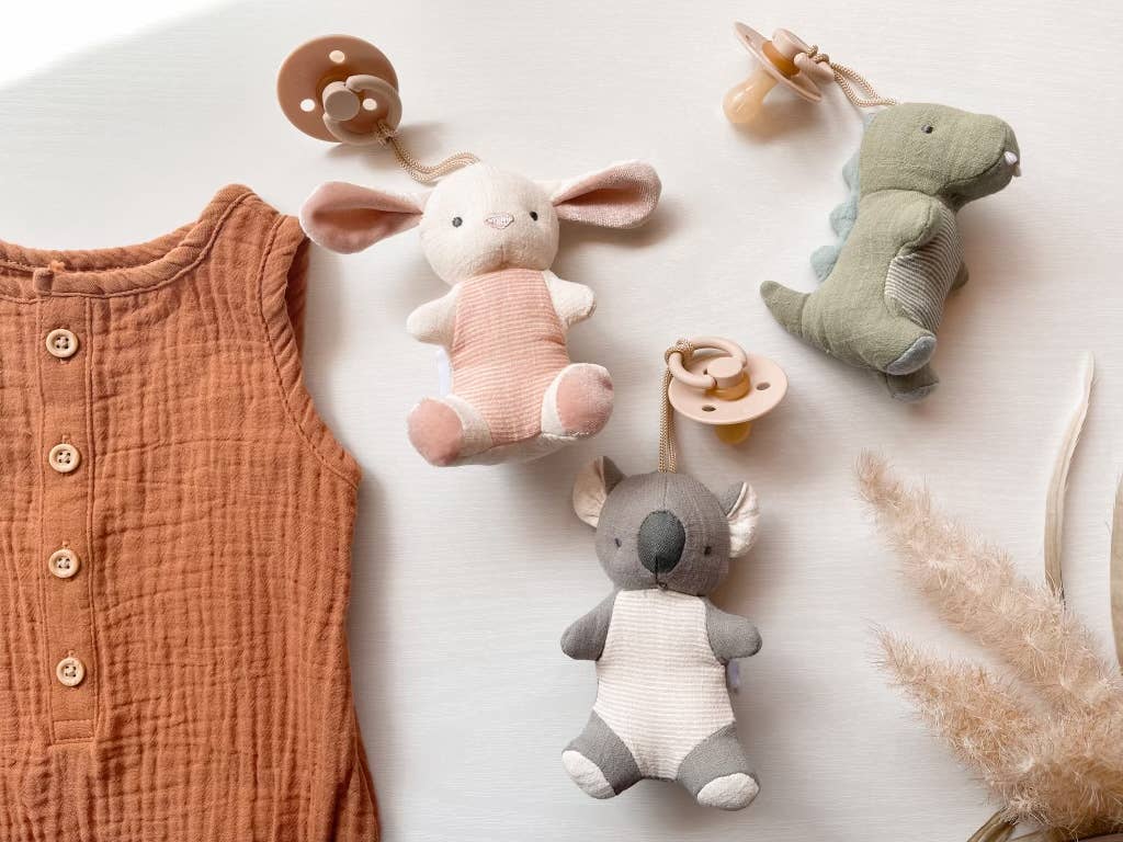 Natural Rubber Pacifier & Stuffed Animal