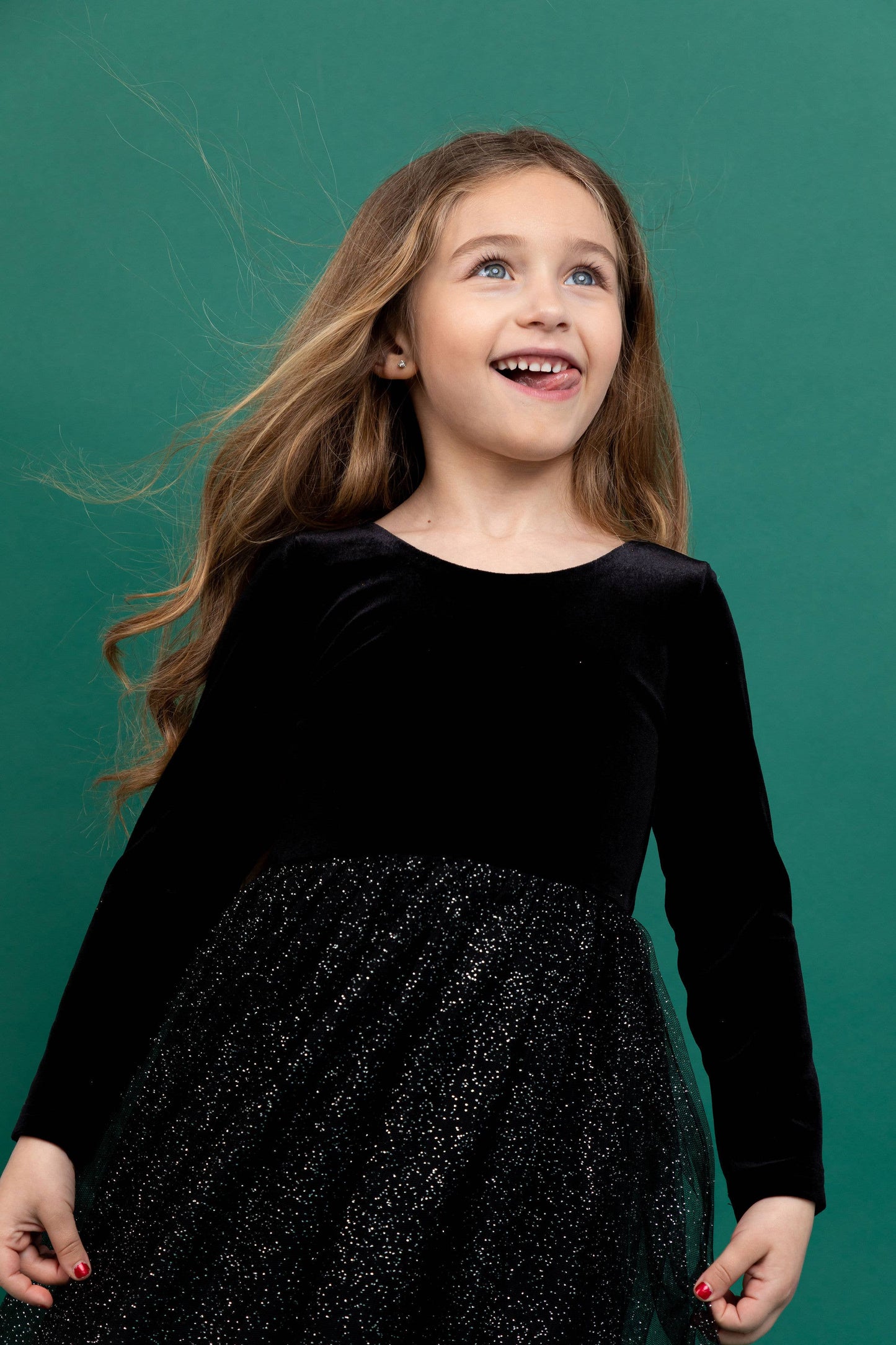 Kids Christmas Dress - Girls Black Velvet Holiday Dress