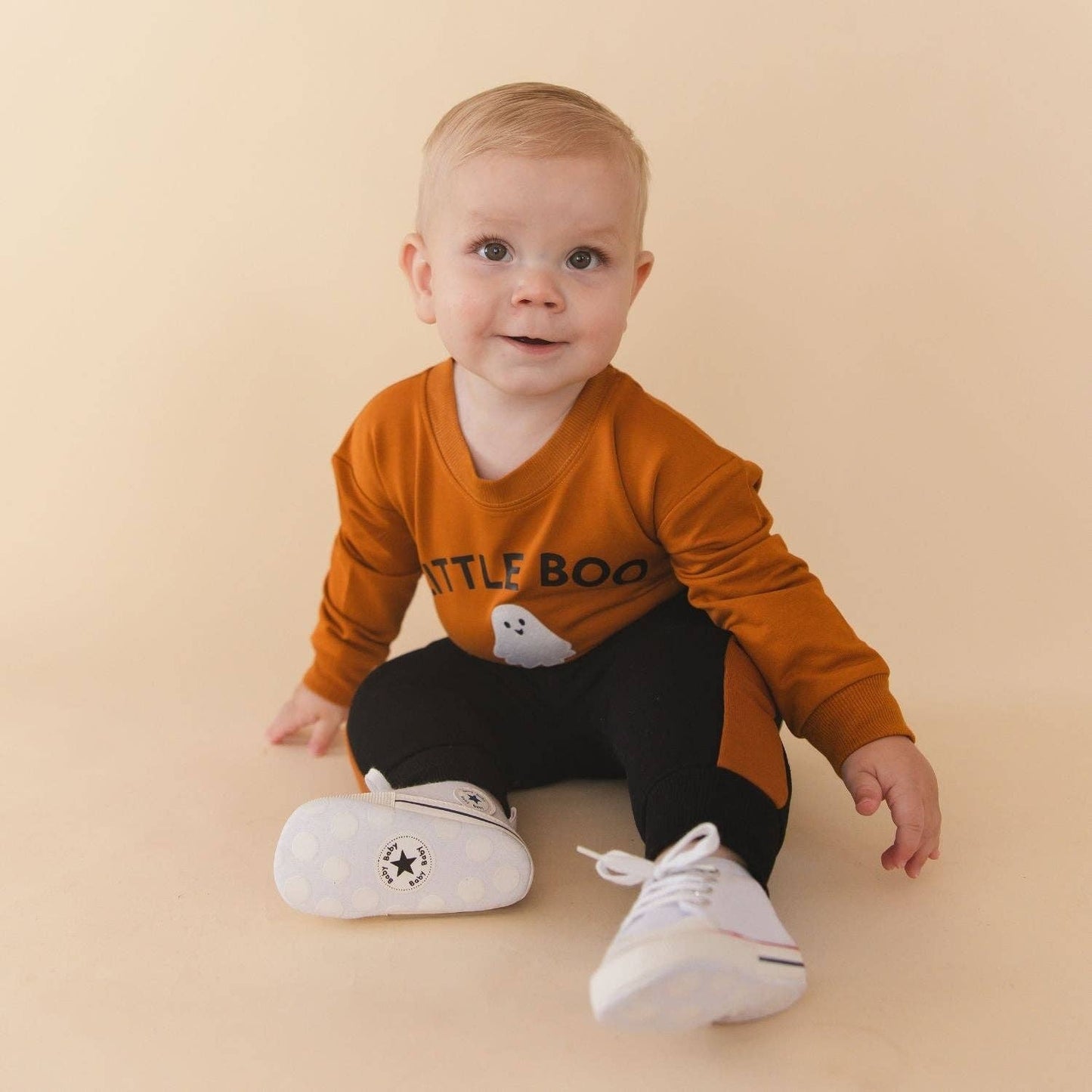 Little Boo Patch Halloween Long Sleeve Romper - Baby Clothes