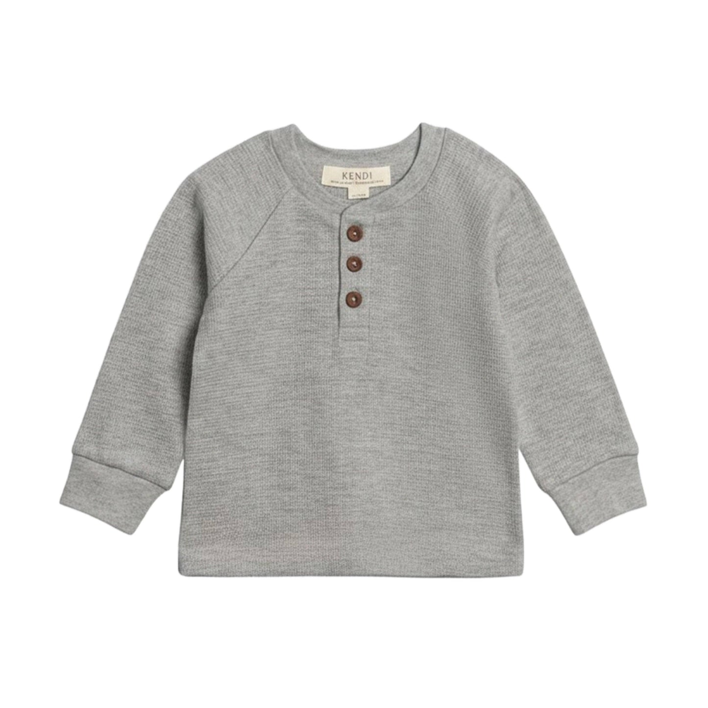 Jones Waffle Knit Henley Raglan Shirt - Ashen