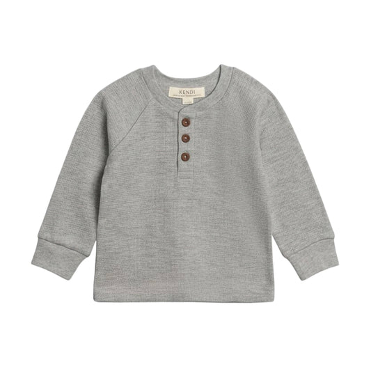 Jones Waffle Knit Henley Raglan Shirt - Ashen