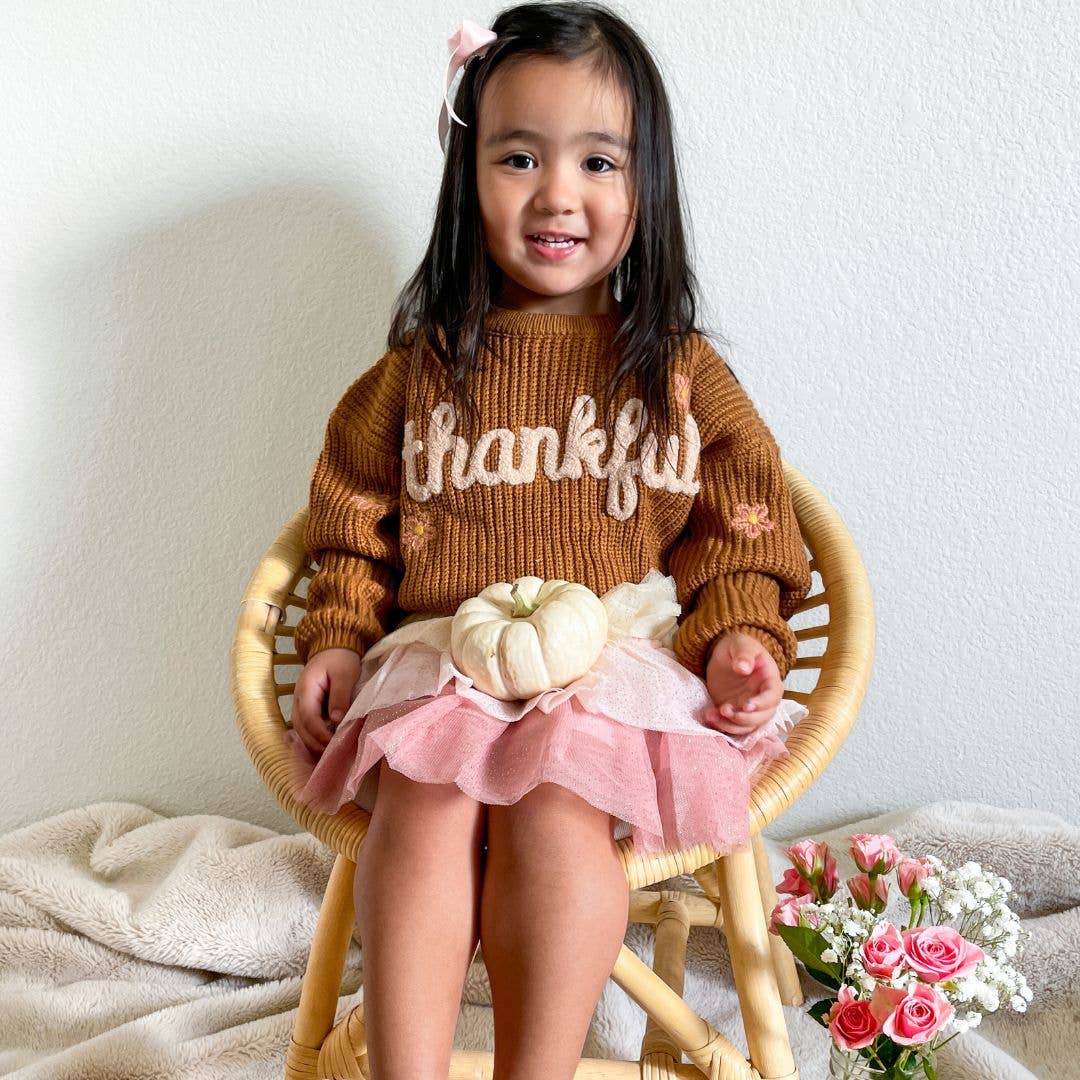 Thankful Thanksgiving Knit Sweater - Kids Clothing - Fall
