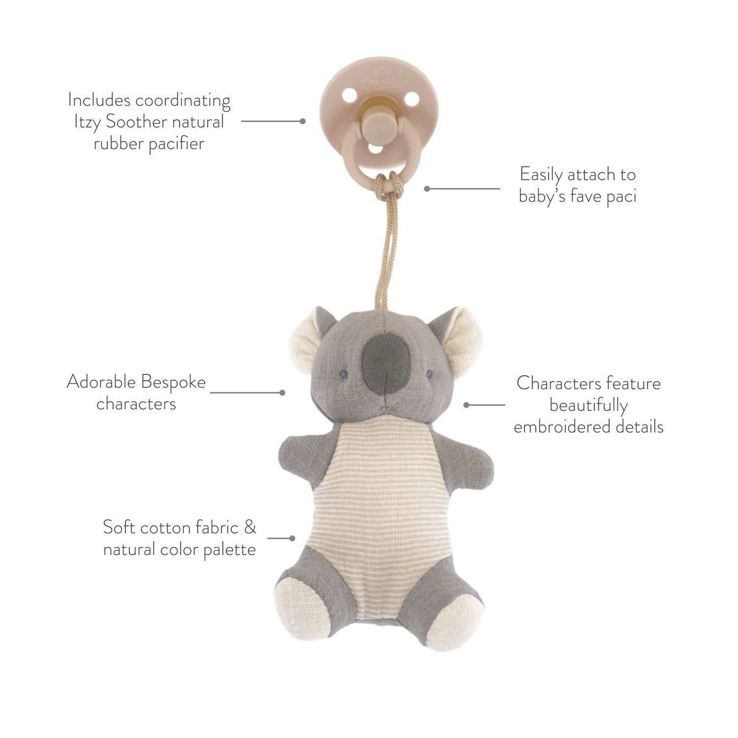 Natural Rubber Pacifier & Stuffed Animal