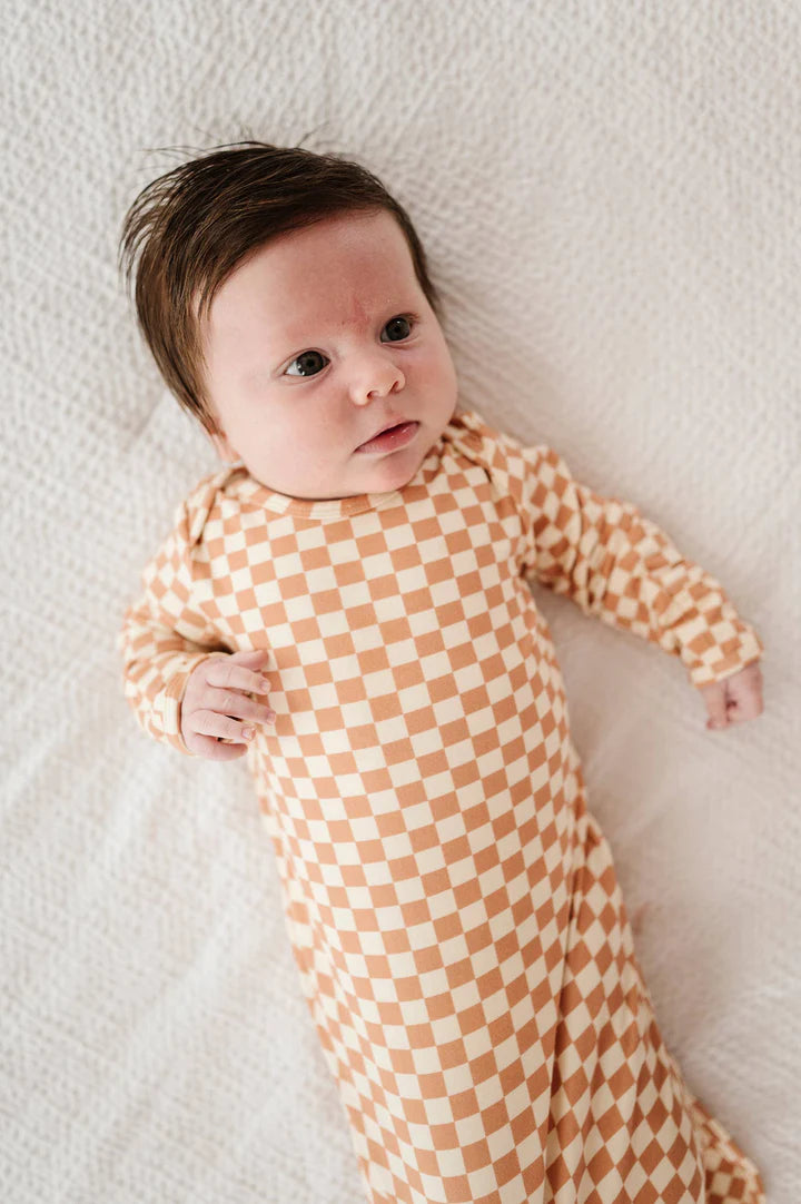 Bamboo Gown in Butterscotch Checks by Babysprouts