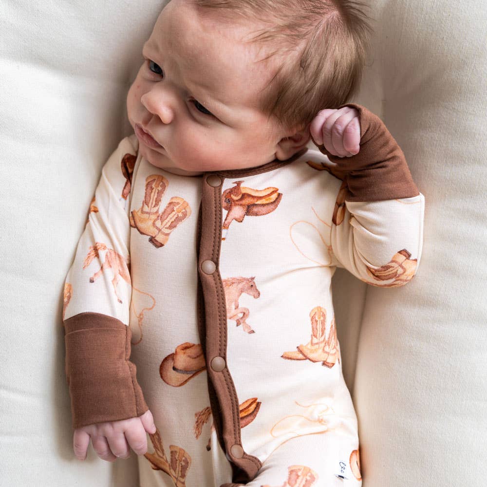 Paislee Bamboo Triple-Zip Convertible Footie