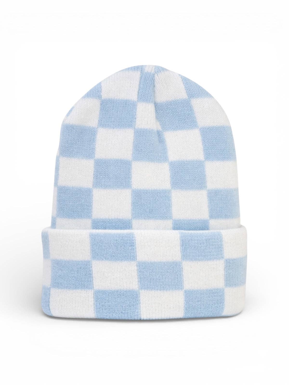 Baby's First Hat®, Baby Blue/Warm White Checkerboard