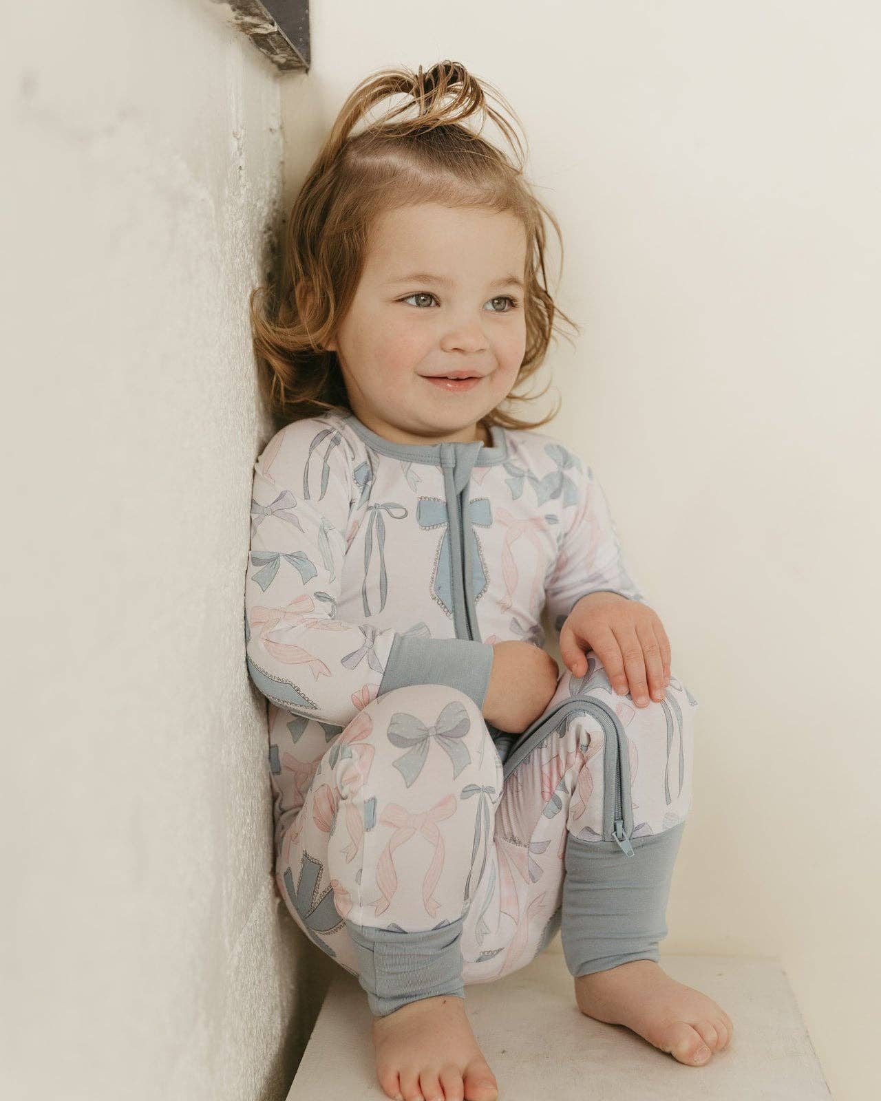 Cotton Candy Bows | Bamboo Zipper Pajamas