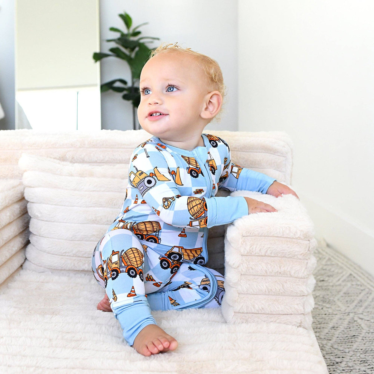 Carson Checks ZIP Bamboo One Piece Baby Outfit