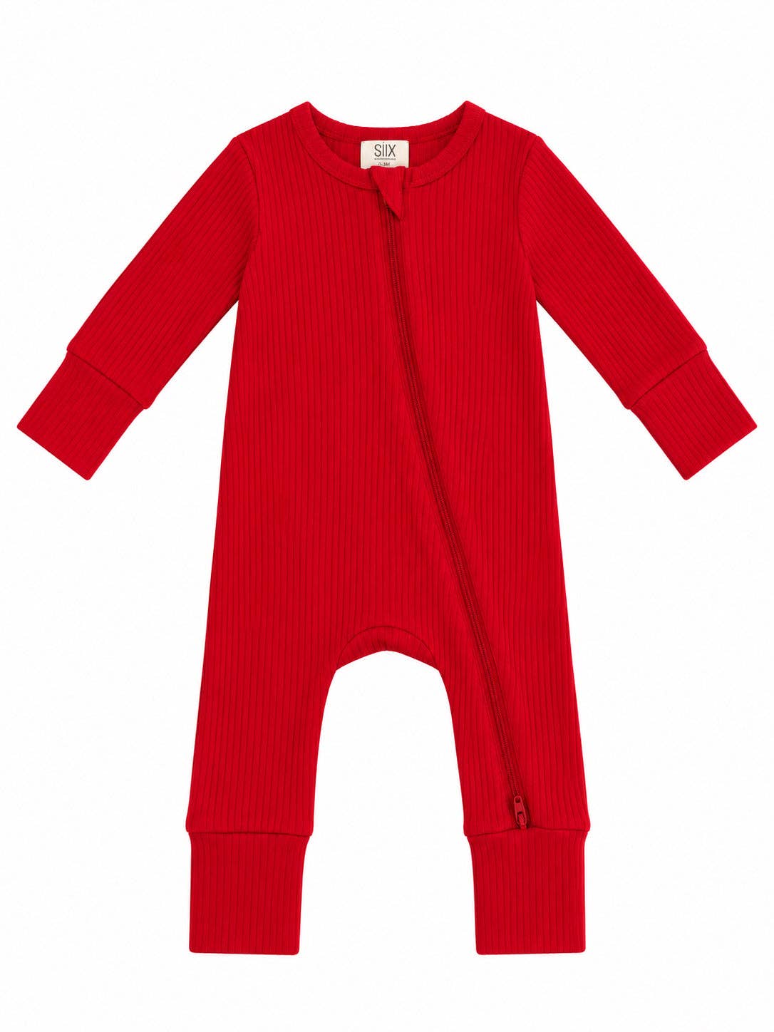 Red / Ribbed 2-Way Zip Romper