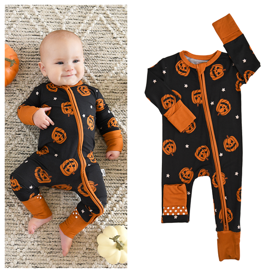 Jack ZIP Bamboo Halloween Pumpkins Baby Outfit