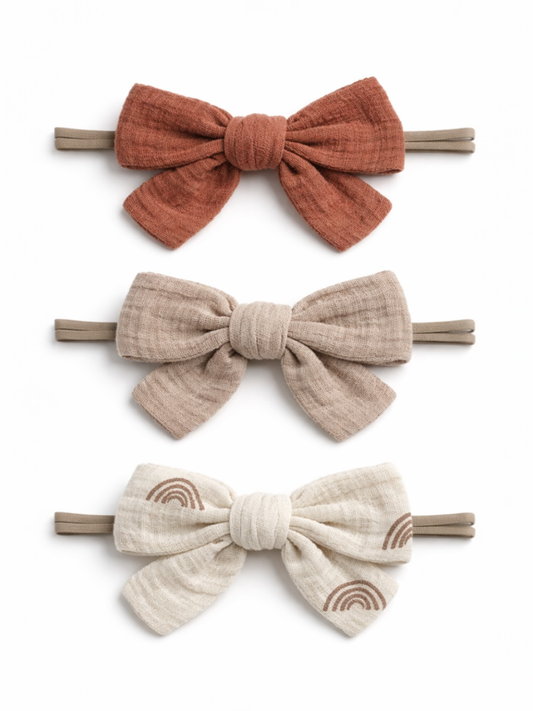 3-Pack Nylon Bows, Terra