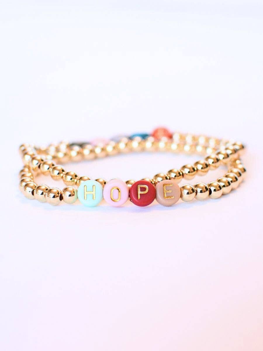 HOPE Beaded Stretch Bracelet – Gold Faith Bead jewelry