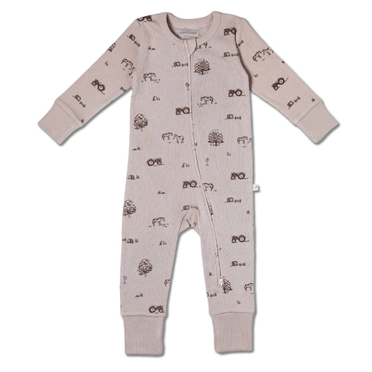 Organic 2-Way Zip Romper - Farm