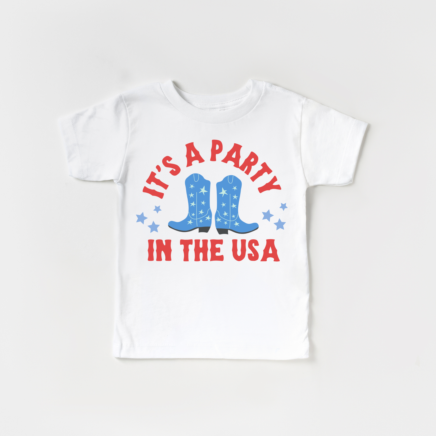 Party in the USA Cowboy Boots 4th of July Shirt for Kids