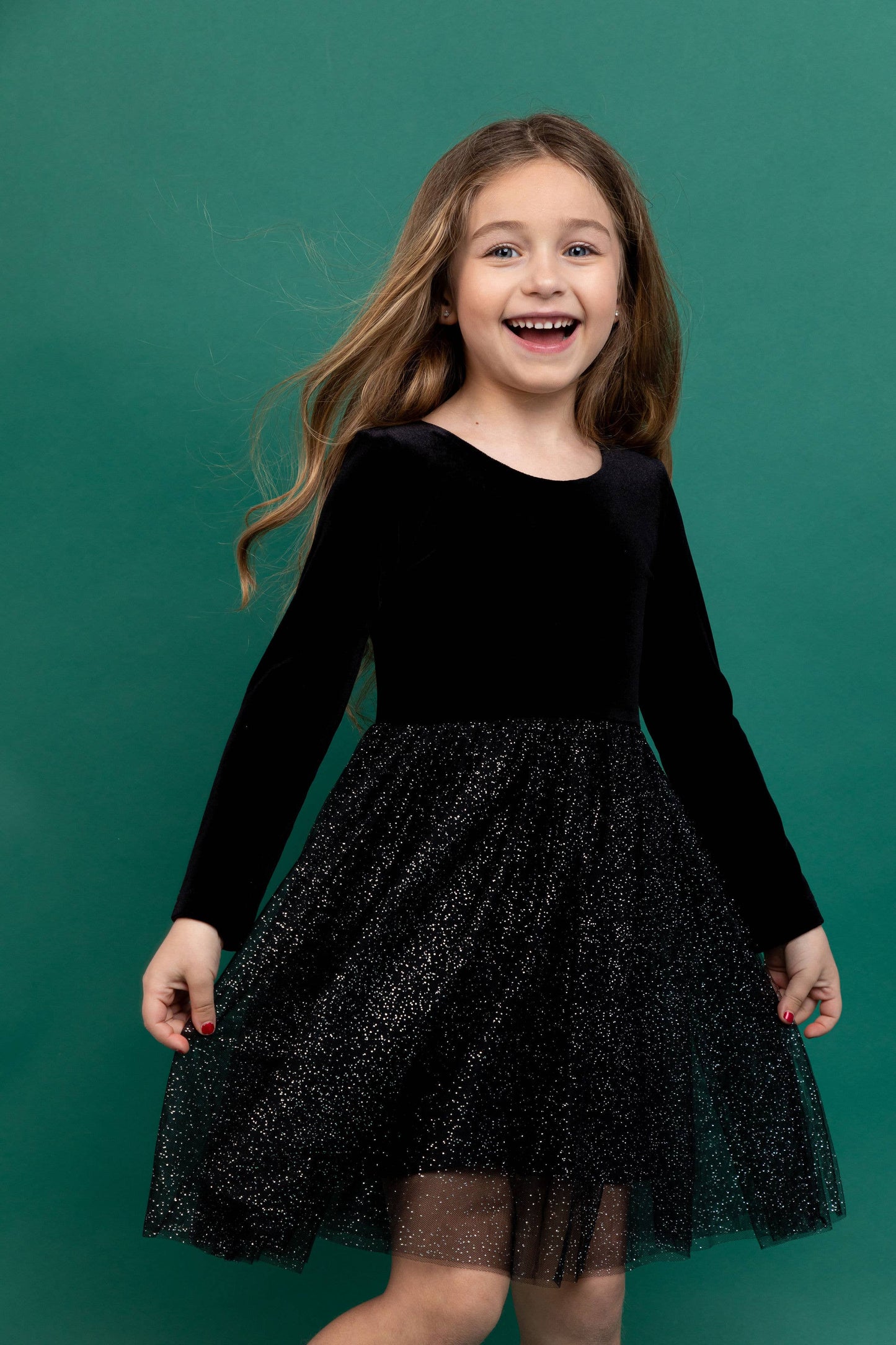 Kids Christmas Dress - Girls Black Velvet Holiday Dress