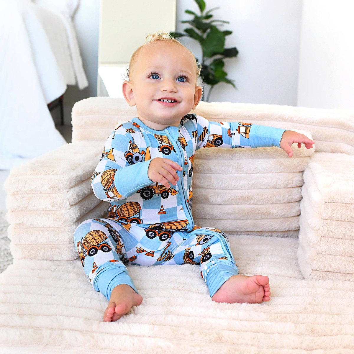 Carson Checks ZIP Bamboo One Piece Baby Outfit