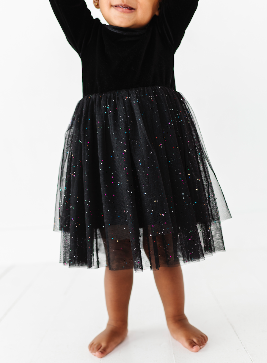 Kids Christmas Dress - Girls Black Velvet Holiday Dress