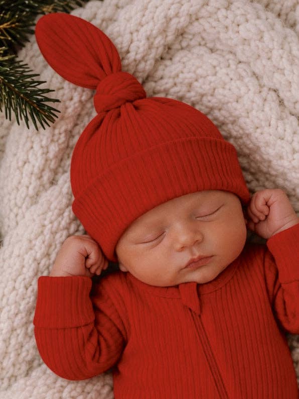 Red / Ribbed Beanie