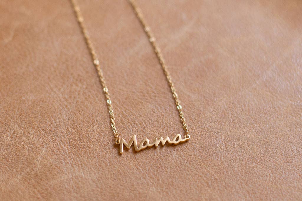 14k Mama Script Necklace