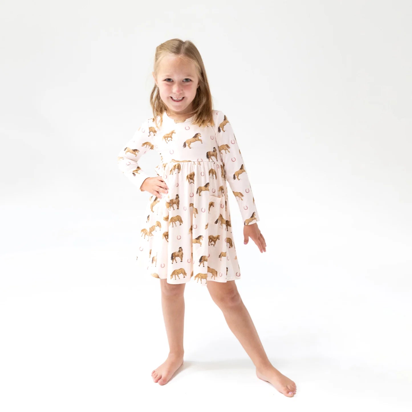 Horses - Pink Twirly Long Sleeve Dress Regular price