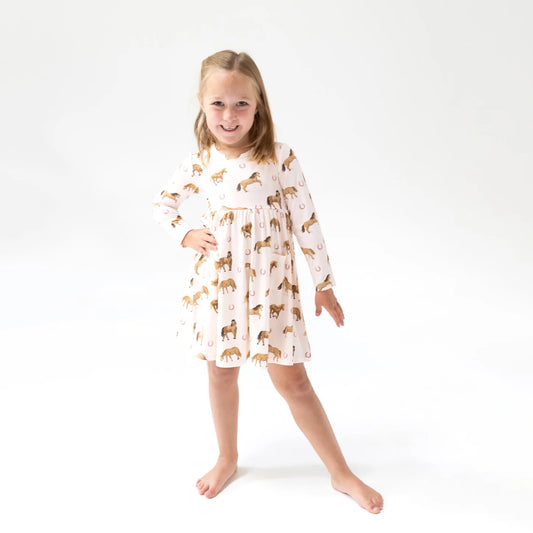Horses - Pink Twirly Long Sleeve Dress Regular price