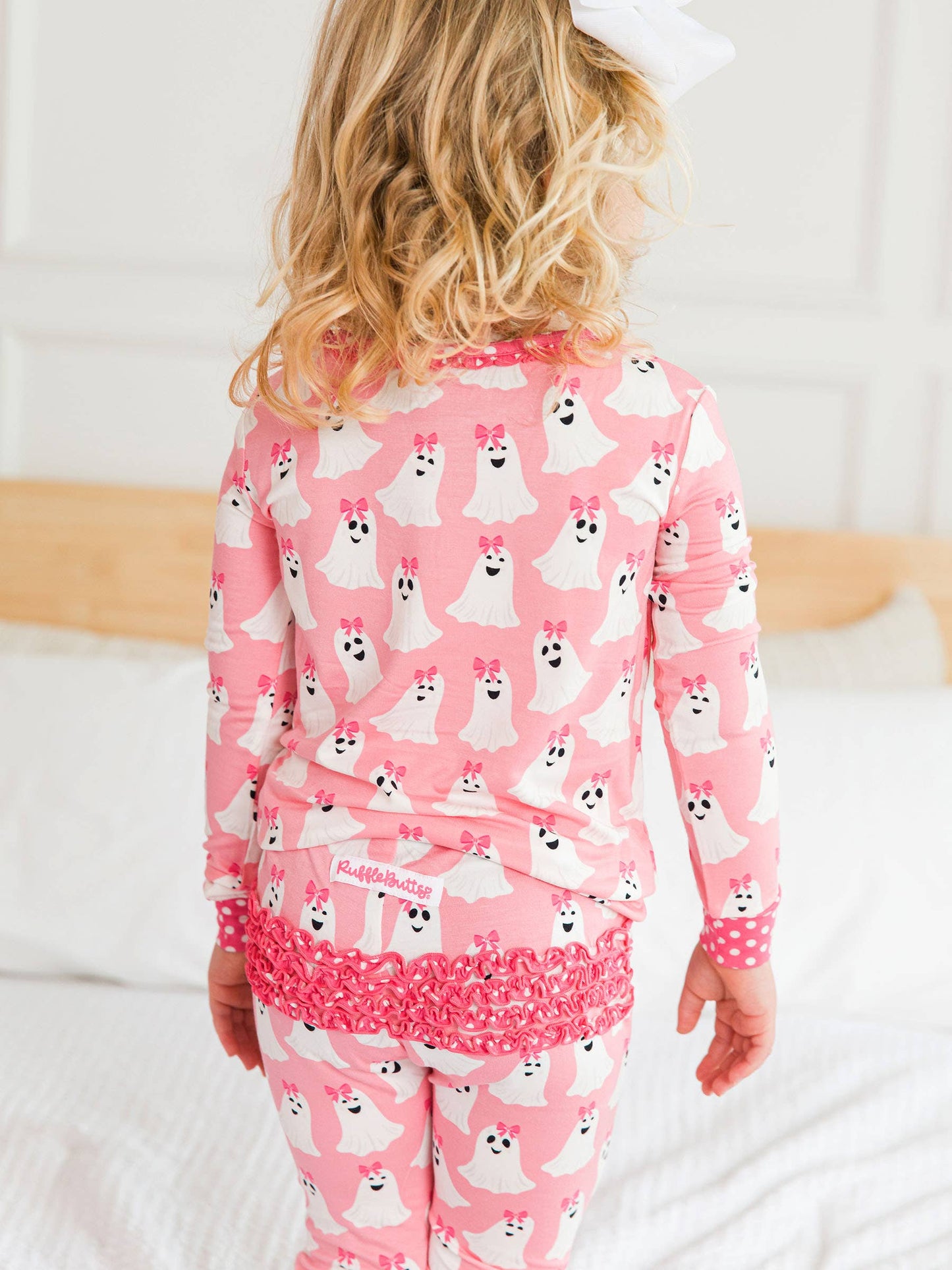 Toddler Girls Ghostie Girls Bamboo Viscose Ruffle Long Sleeve Pajama Set with Signature Rear Ruffles