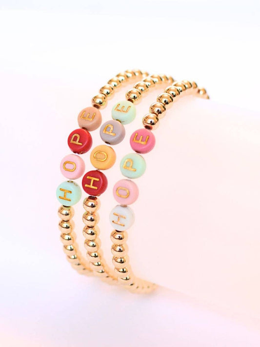 HOPE Beaded Stretch Bracelet – Gold Faith Bead jewelry