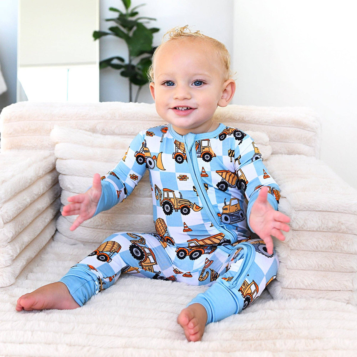 Carson Checks ZIP Bamboo One Piece Baby Outfit