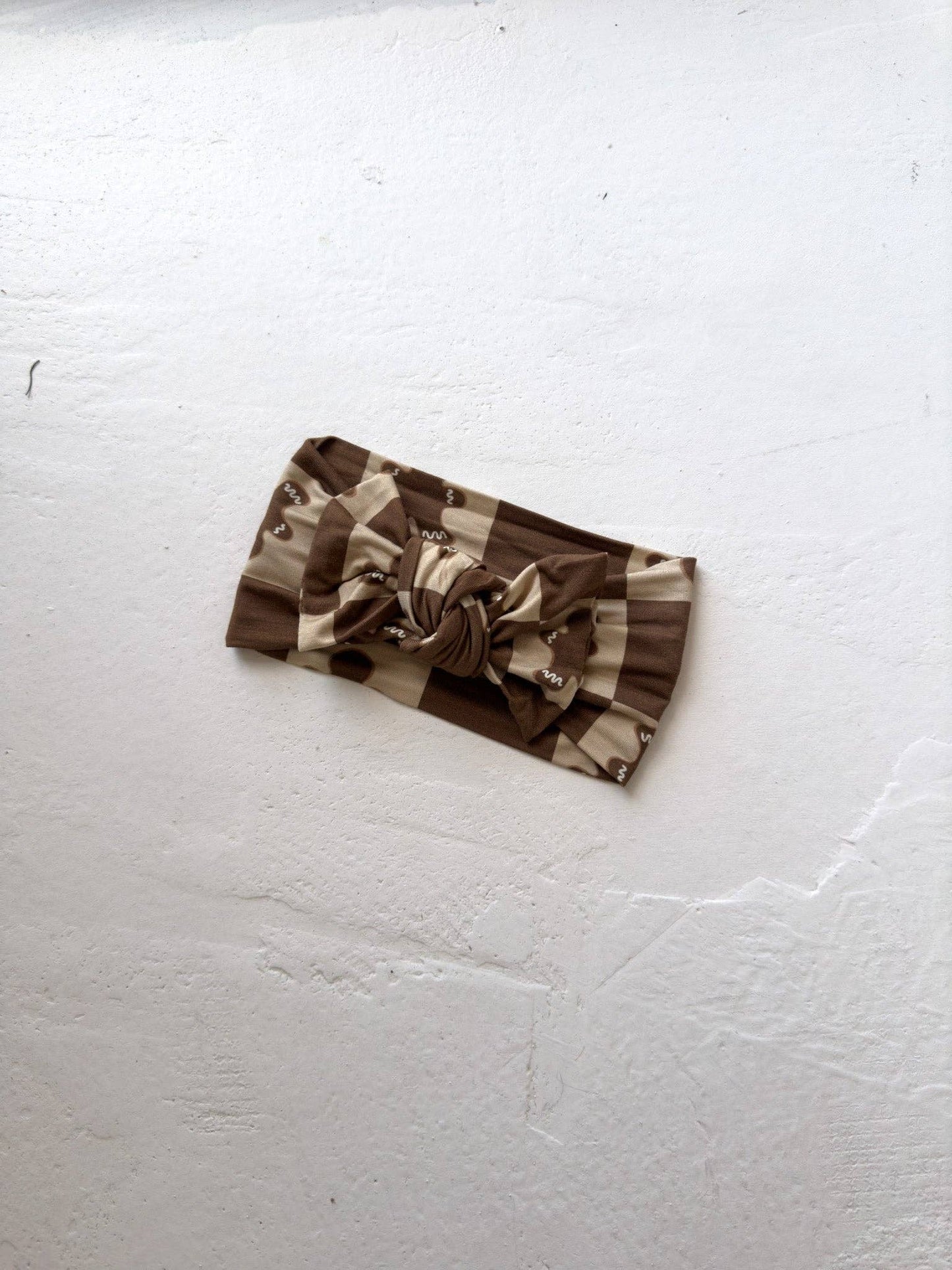 Bamboo Head Wrap | Gingerbread Checkerboard