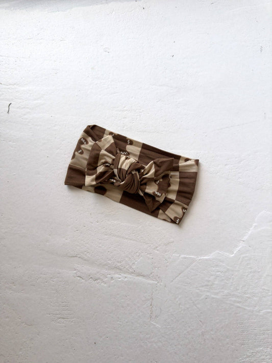 Bamboo Head Wrap | Gingerbread Checkerboard