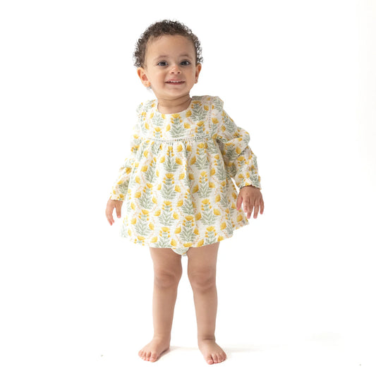 Winter Dandelions Puffed Long Sleeve Bubble with Skirt